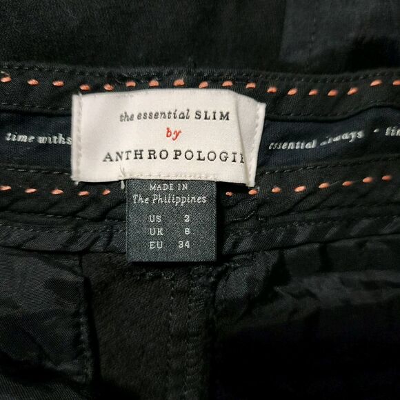 Anthropologie The Essential Slim Womens Velour Velvet Pants Black Stretch Size 2 - Picture 5 of 12